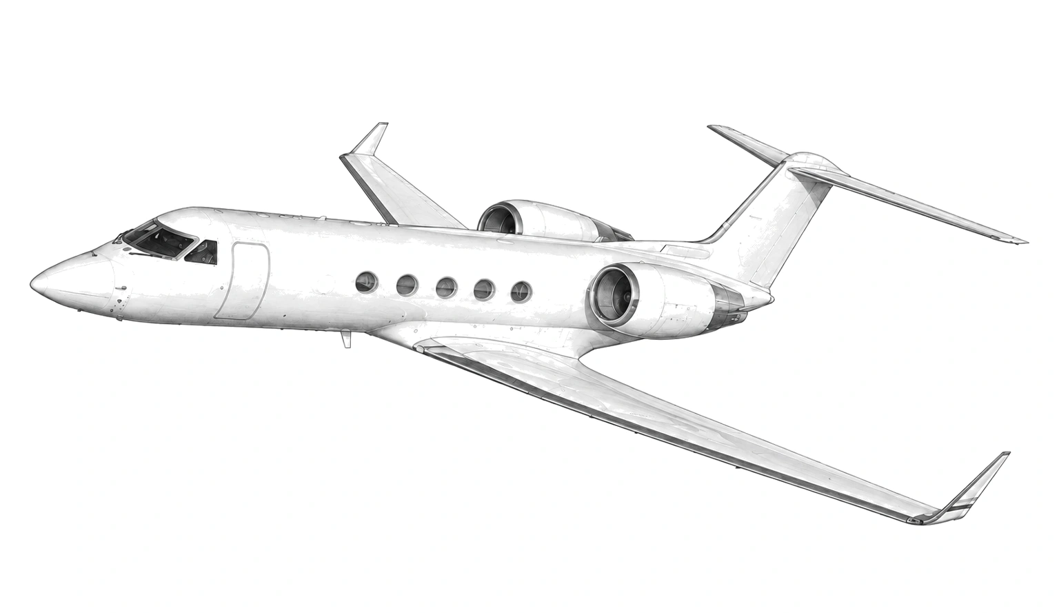 Graphite drawing of a Gulfstream IV with no registration markings.